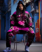 Women's Plus Size Thrilling Graffiti Hoodie Set
